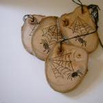 4 Wooden Halloween Hang Tag..