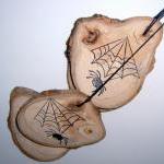 4 Wooden Halloween Hang Tag..