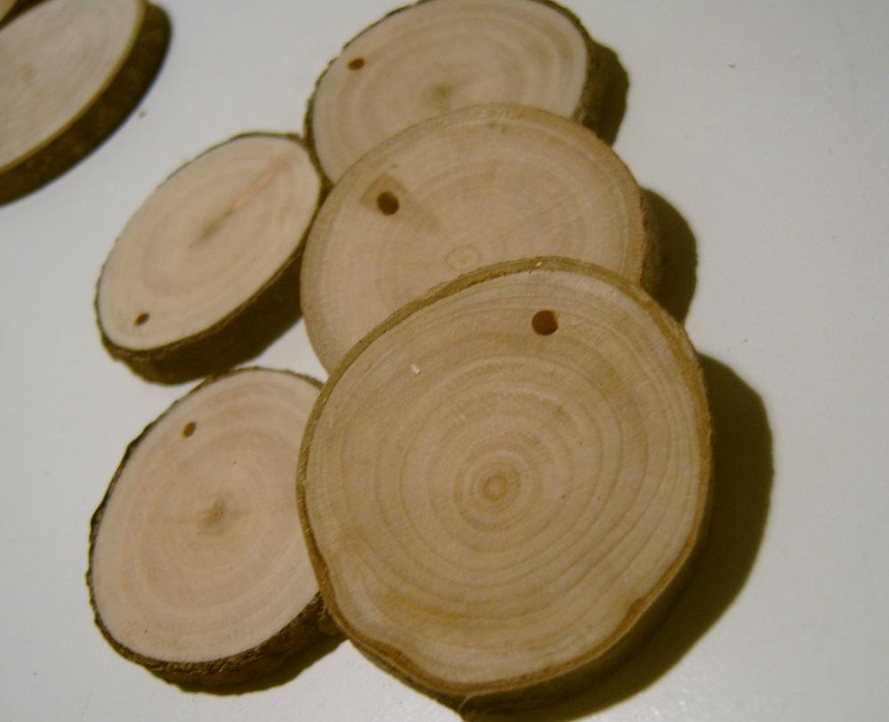 50 Assorted Blank Tree Branch Slices 1.5 to 2 inch Sycamore and Cherry