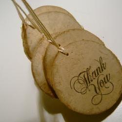 Rustic Wooden Thank You Hang Tags from branch slices